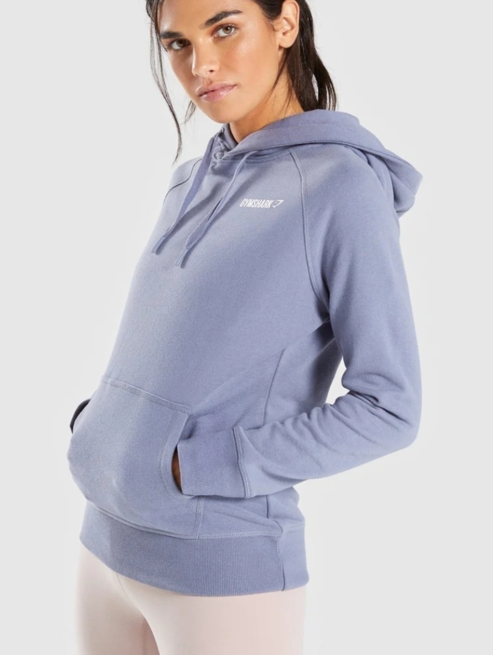 Gymshark Crest Pullover Hoodie Full Size Medium Dolphin Grey Cozy Workout Gym